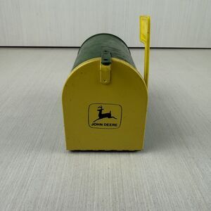 Vintage John Deere Metal Mailbox, Bank with Plastic Flag - ERTL, 5 1/4” D x 4” H